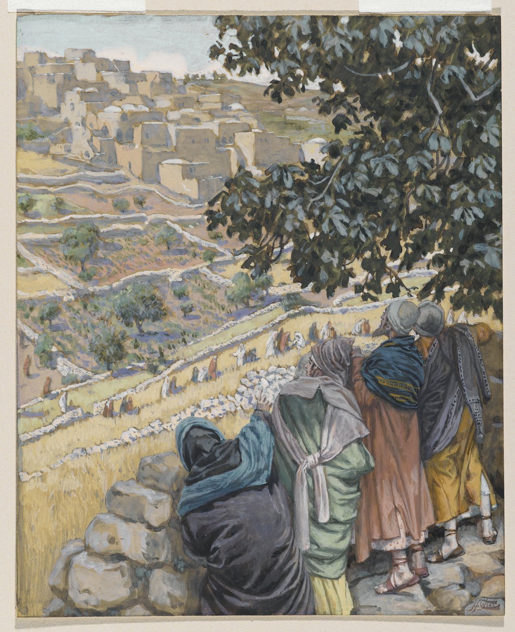 Opetuslapset syövät vehnää, kuva Herramme Jeesuksen Kristuksen elämästä (wc grafiitin päällä paperilla) tekijältä James Jacques Joseph Tissot