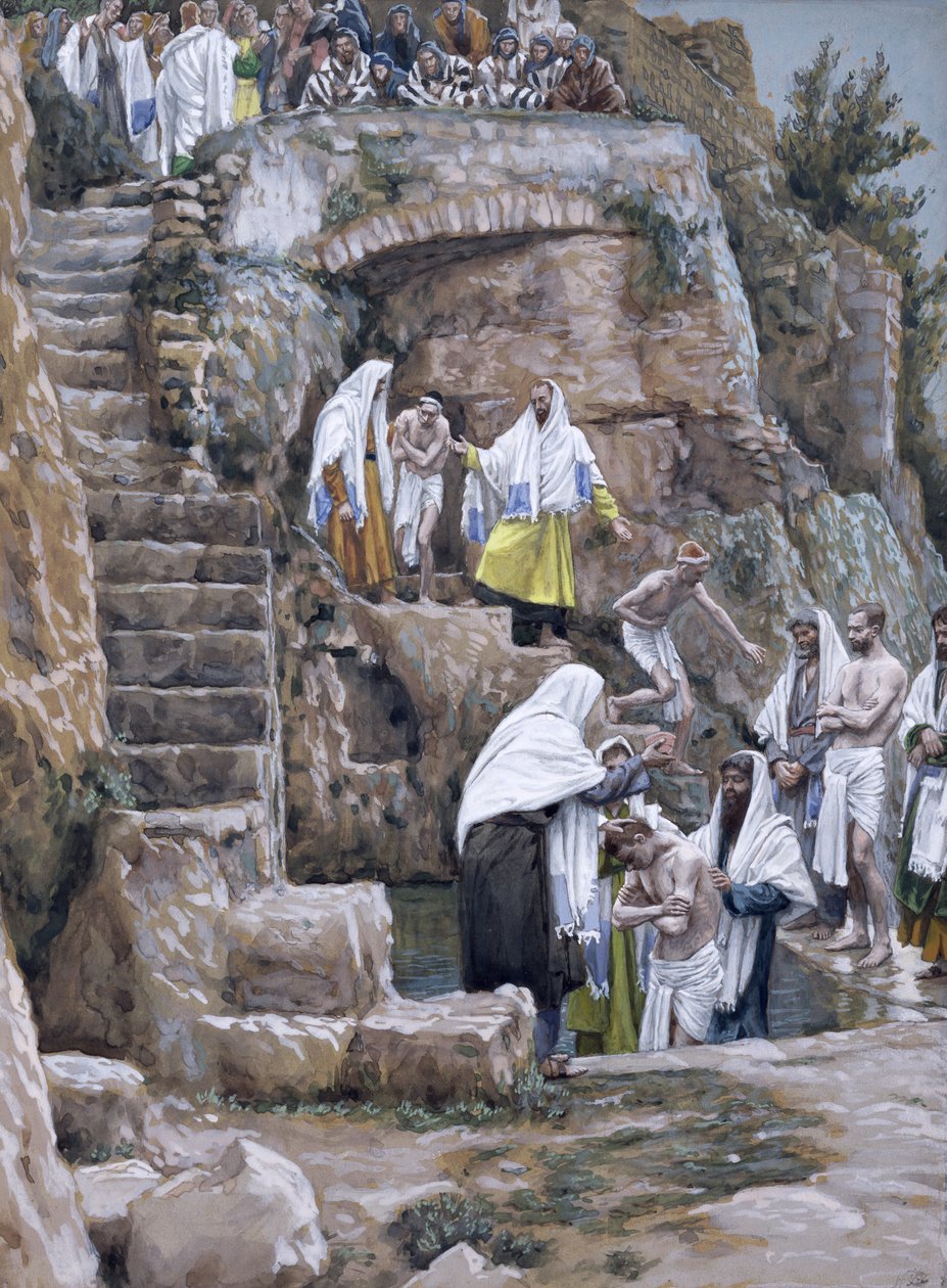 Jeesuksen opetuslapset kastavat, kuvitus teoksesta The Life of Christ, n. 1886-1894 (wc ja guassi pahville) tekijältä James Jacques Joseph Tissot