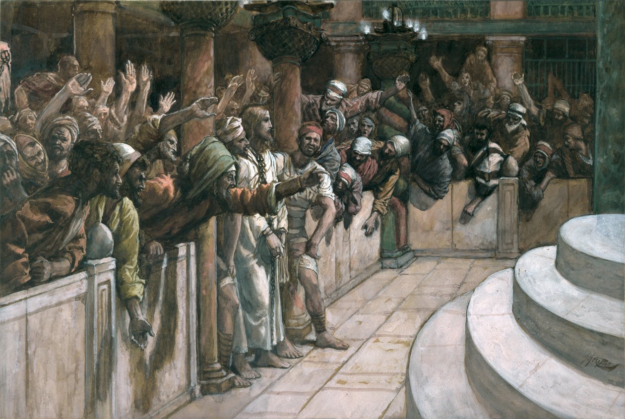 Väärä todistaja, kuvitus teoksesta The Life of Christ, n. 1884-1896 (wc ja guassi pahville) tekijältä James Jacques Joseph Tissot