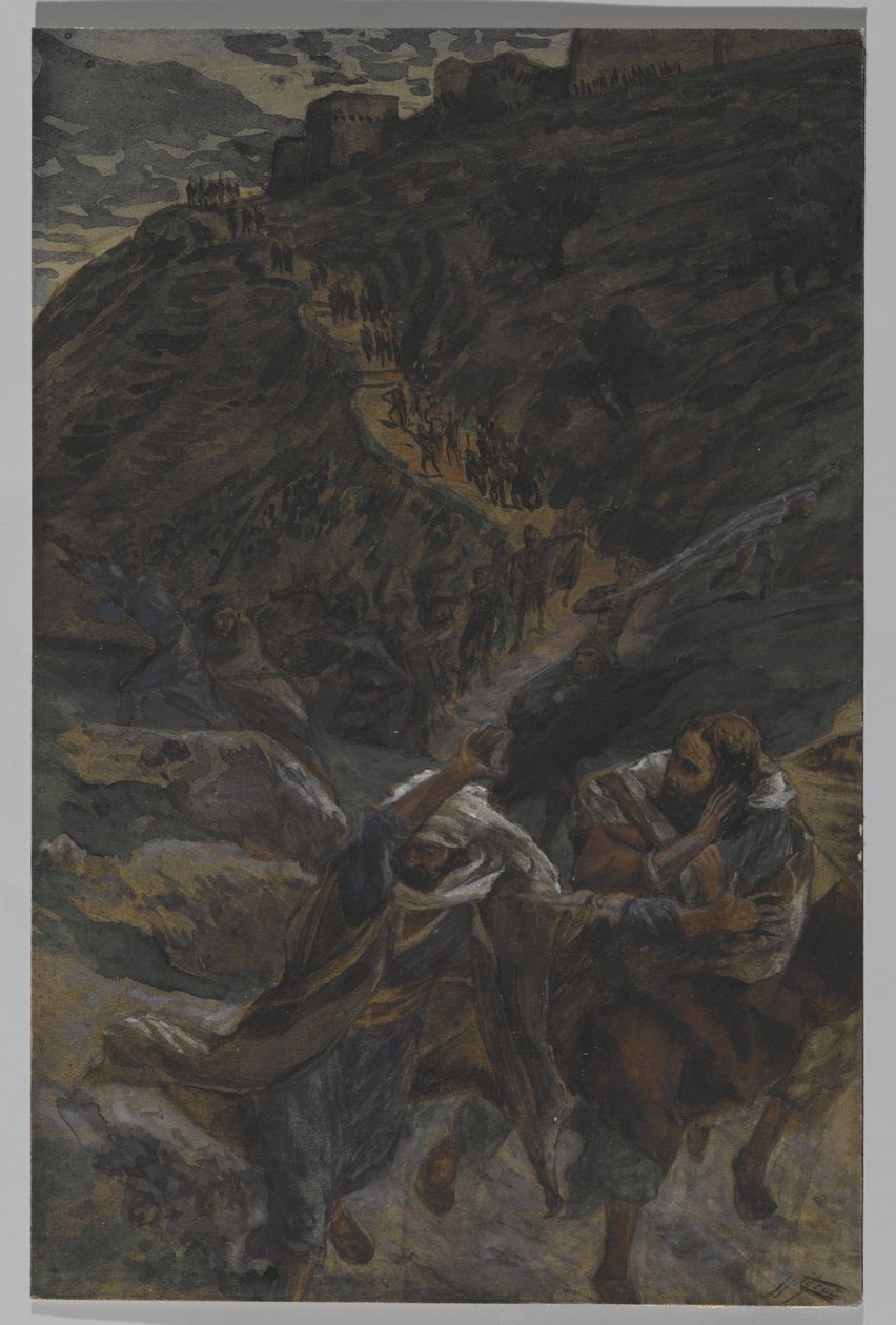 Apostolien lento, esimerkki teoksesta Herramme Jeesuksen Kristuksen elämä, 1886-94 (wc grafiitin päällä paperilla) tekijältä James Jacques Joseph Tissot