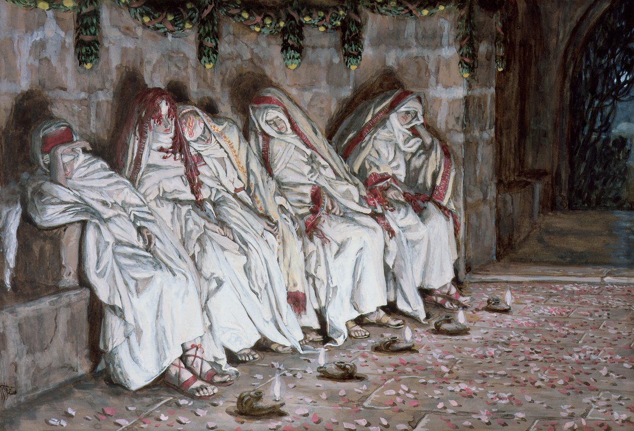 The Foolish Virgins, kuvitus teokselle The Life of Christ, n. 1886-1894 (wc ja guassi pahville) tekijältä James Jacques Joseph Tissot