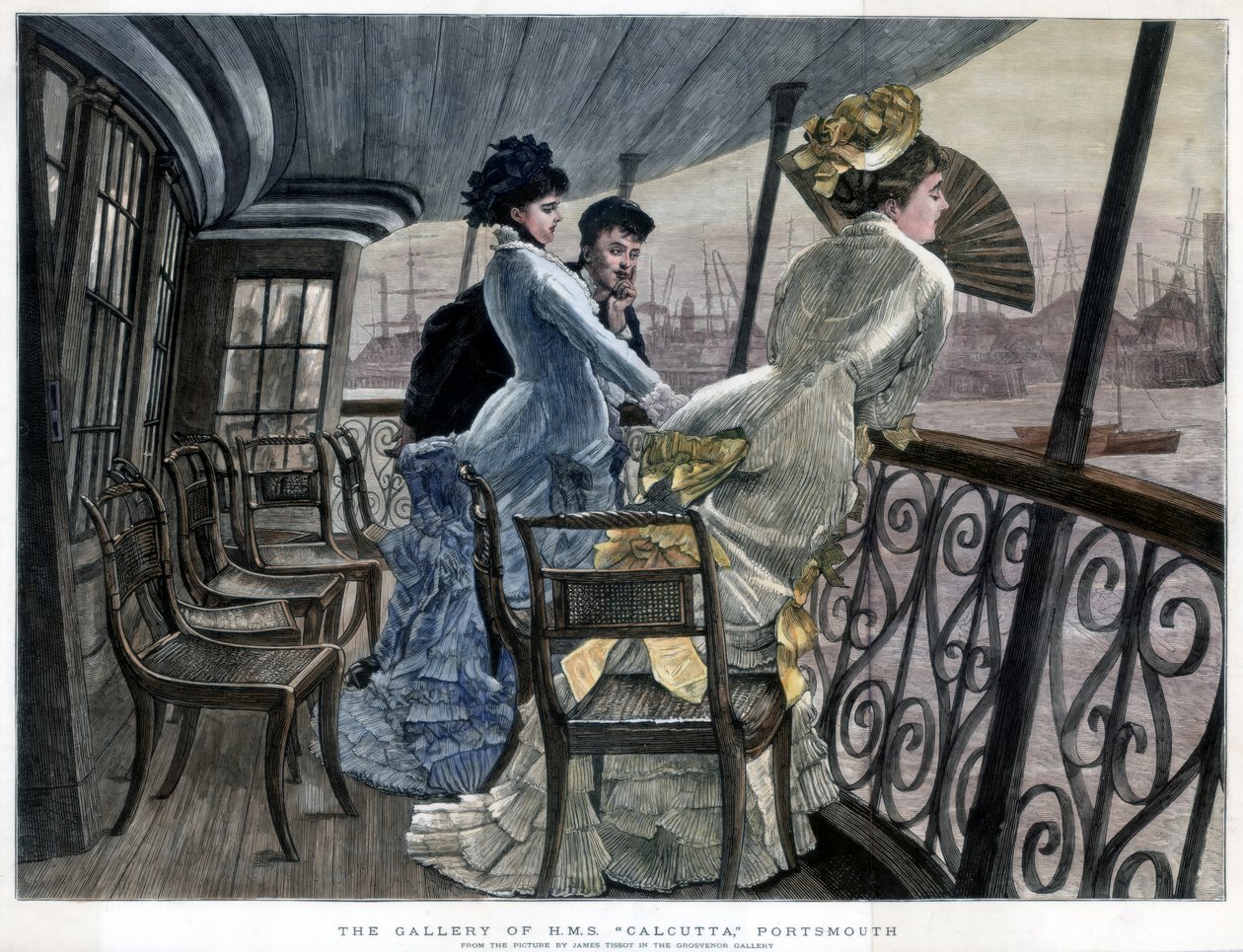 The Gallery of H M S Calcutta, Portsmouth, 1850-1900. tekijältä James Jacques Joseph Tissot