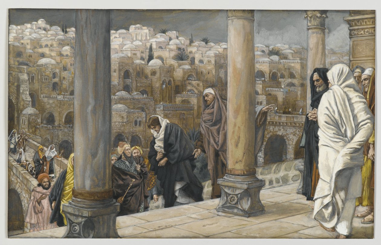 Pakanat pyytävät nähdä Jeesuksen, esimerkki teoksesta Herramme Jeesuksen Kristuksen elämä, 1886-94 (wc grafiitin päällä paperilla) tekijältä James Jacques Joseph Tissot