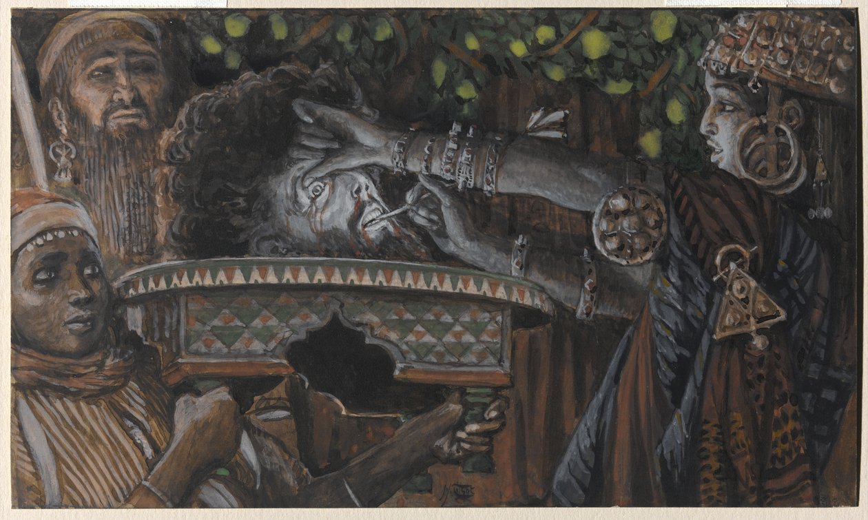 Pyhän Johannes Kastajan pää, kuvitus teokselle The Life of Christ, n. 1886-1894 (wc ja guassi pahville) tekijältä James Jacques Joseph Tissot