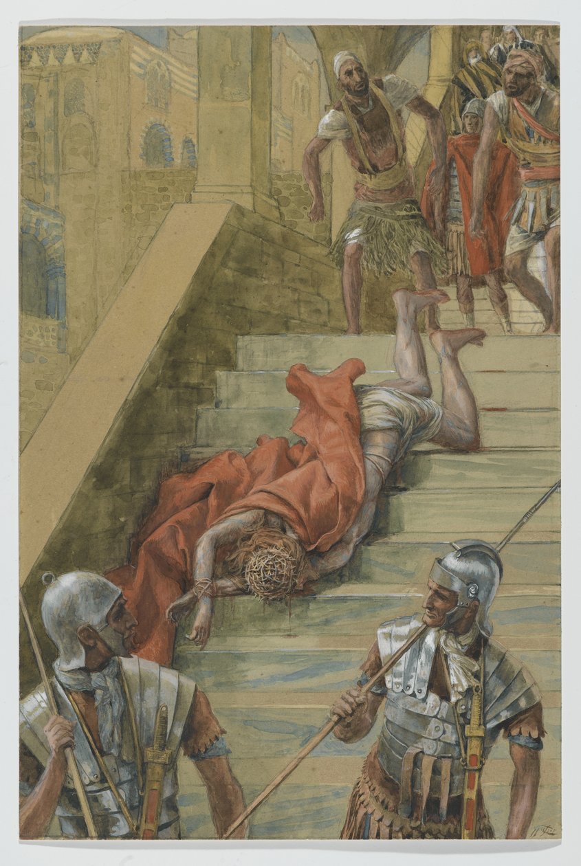 Pyhät portaat, kuvitus teoksesta Herramme Jeesuksen Kristuksen elämä, 1886-94 (wc grafiitin päällä paperilla) tekijältä James Jacques Joseph Tissot