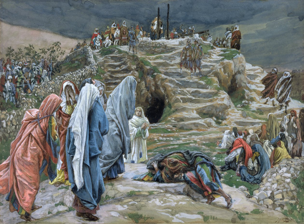 Pyhät naiset seisovat kaukana katsoessaan mitä on tehty, kuvitus teokselle The Life of Christ, n. 1886-1894 (wc ja guassi pahville) tekijältä James Jacques Joseph Tissot
