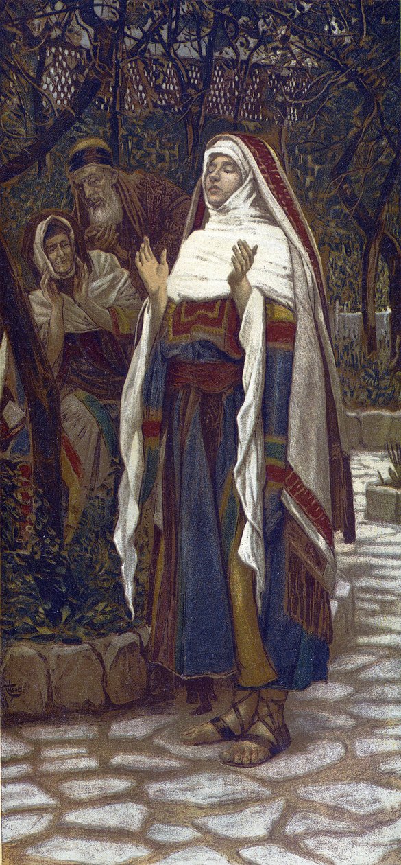 Magnificat (ylistyslaulu, jonka Neitsyt Maria lauloi ilmestyksen jälkeen) - "" Magnificat" - teoksesta "" Herramme Jeesuksen Kristuksen elämä"" - 1899, James Tissot - La vie de notre seigneur Jeesus Kristus, kirjoittanut Jacques Joseph (Jacques Joseph) Tis tekijältä James Jacques Joseph Tissot