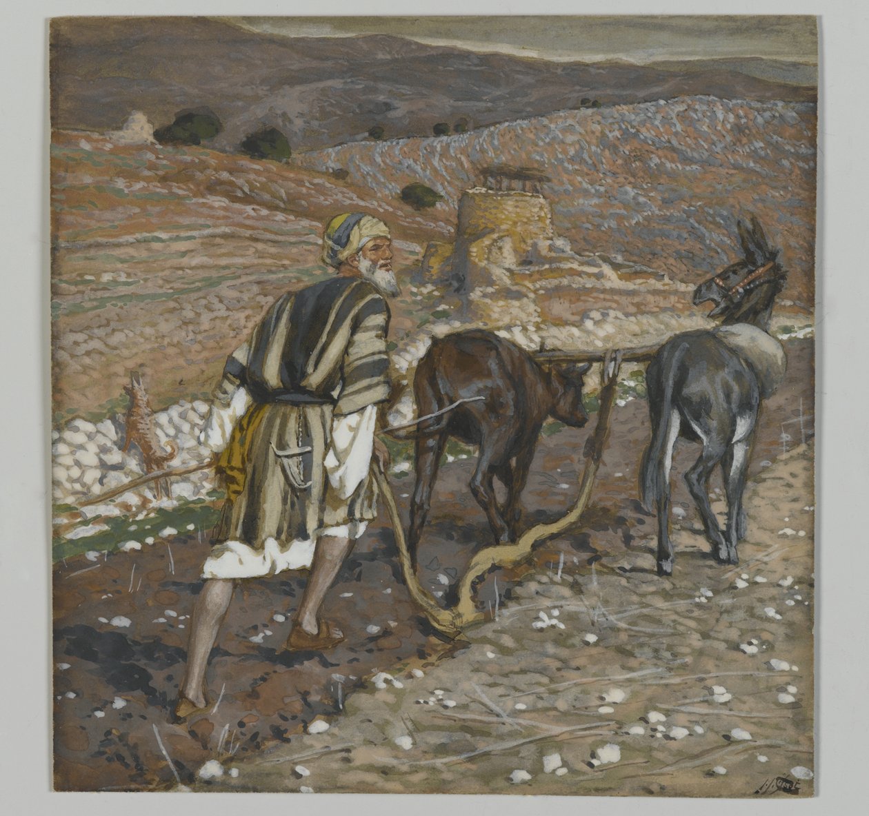 Mies aurassa, esimerkki teoksesta Herramme Jeesuksen Kristuksen elämä (wc grafiitin päällä paperilla) tekijältä James Jacques Joseph Tissot