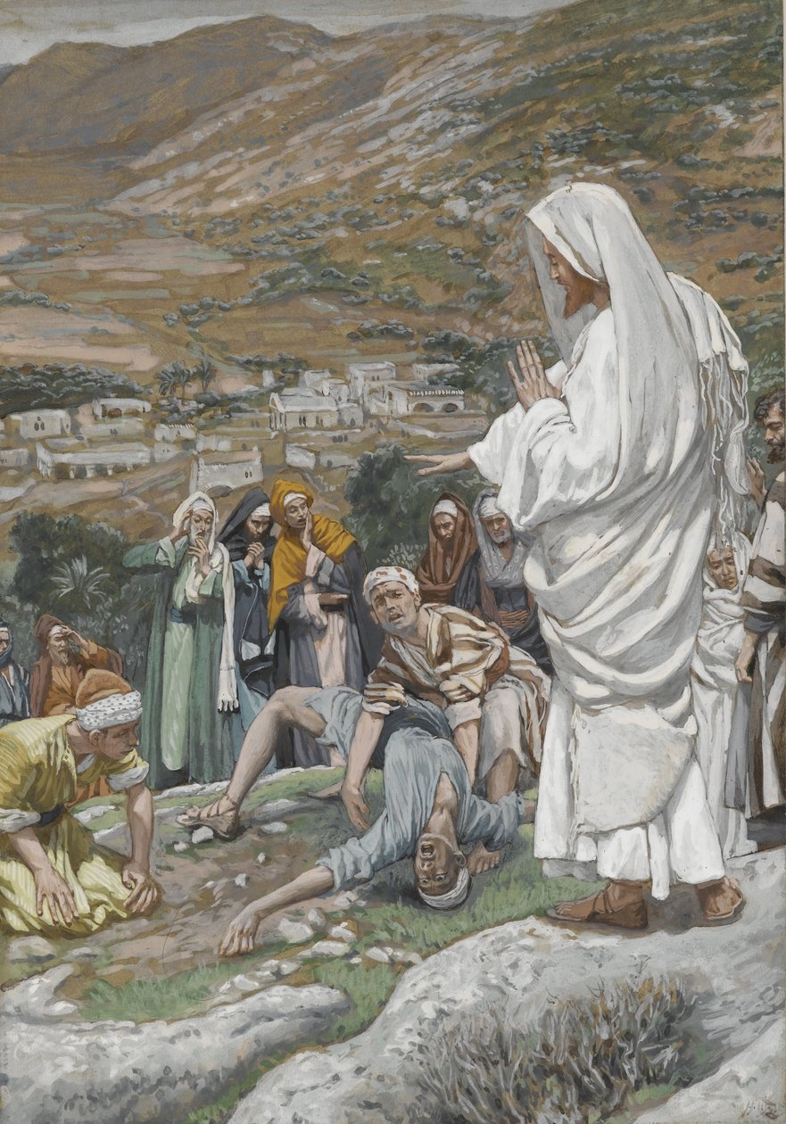 Riisuttu poika Tabor-vuoren juurella, esimerkki teoksesta The Life of Our Lord Jesus Christ, 1886-96 (wc grafiitin päällä paperilla) tekijältä James Jacques Joseph Tissot