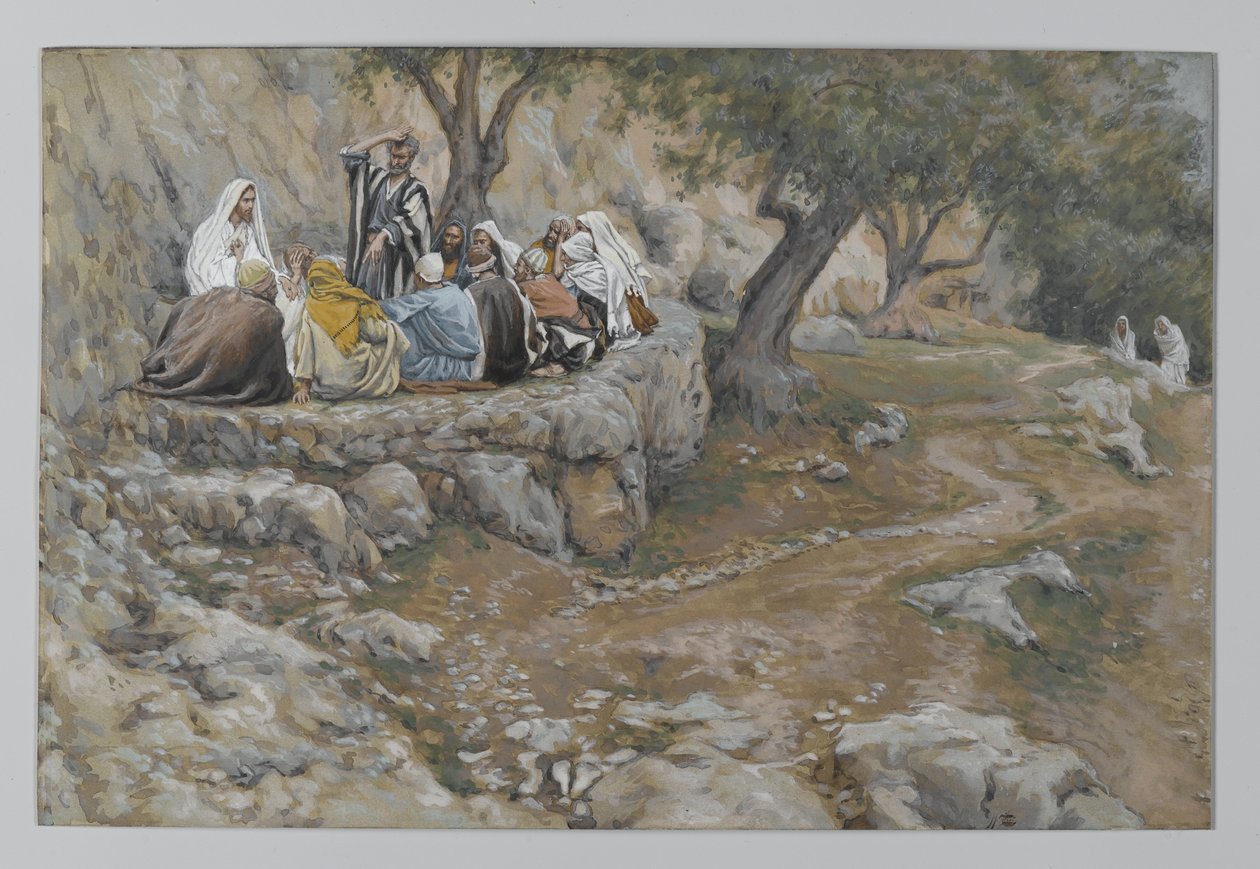 Pyhän Pietarin ensisijaisuus, esimerkki teoksesta The Life of Our Lord Jesus Christ, 1886-96 (wc grafiitin päällä paperilla) tekijältä James Jacques Joseph Tissot