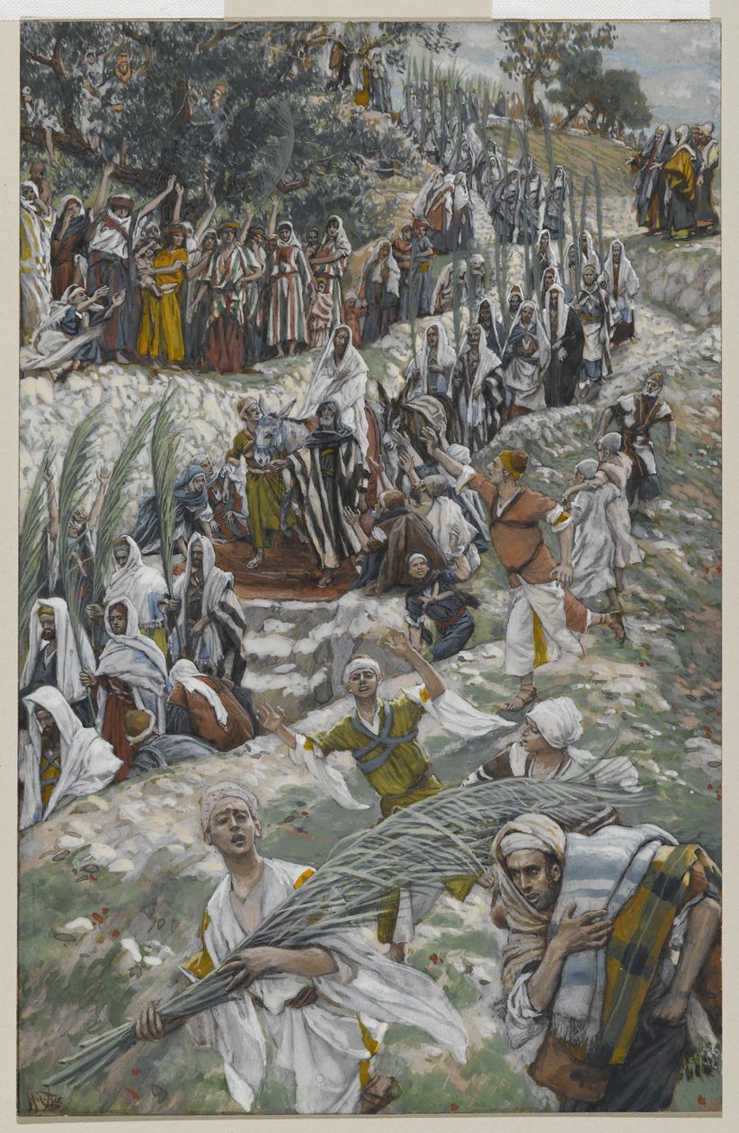 Kulkue Öljymäellä, esimerkki teoksesta Herramme Jeesuksen Kristuksen elämä, 1886-94 (wc grafiitin päällä paperilla) tekijältä James Jacques Joseph Tissot