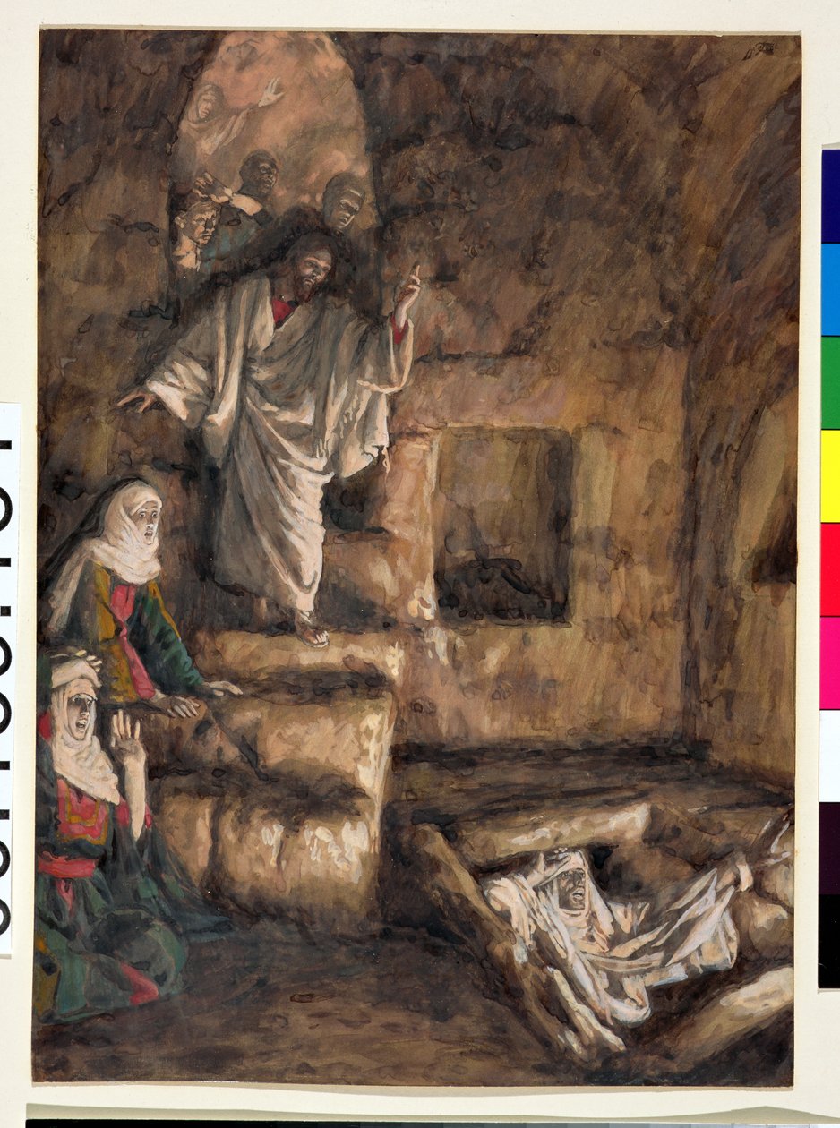 Lasaruksen herättäminen, kuvitus teokselle The Life of Christ, n. 1886-1894 (wc ja guassi pahville) tekijältä James Jacques Joseph Tissot