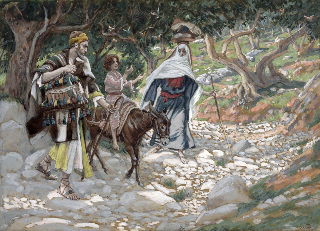 Paluu Egyptistä, kuvitus teokseen The Life of Christ, n. 1886-1894 (wc ja guassi pahville) tekijältä James Jacques Joseph Tissot