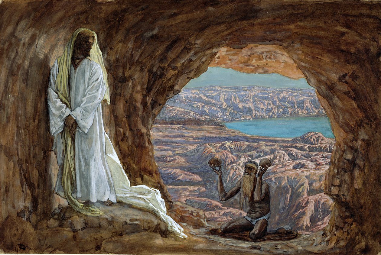 Kiusaus erämaassa, kuvitus teokseen The Life of Christ, n. 1886-1894 (wc ja guassi pahville) tekijältä James Jacques Joseph Tissot