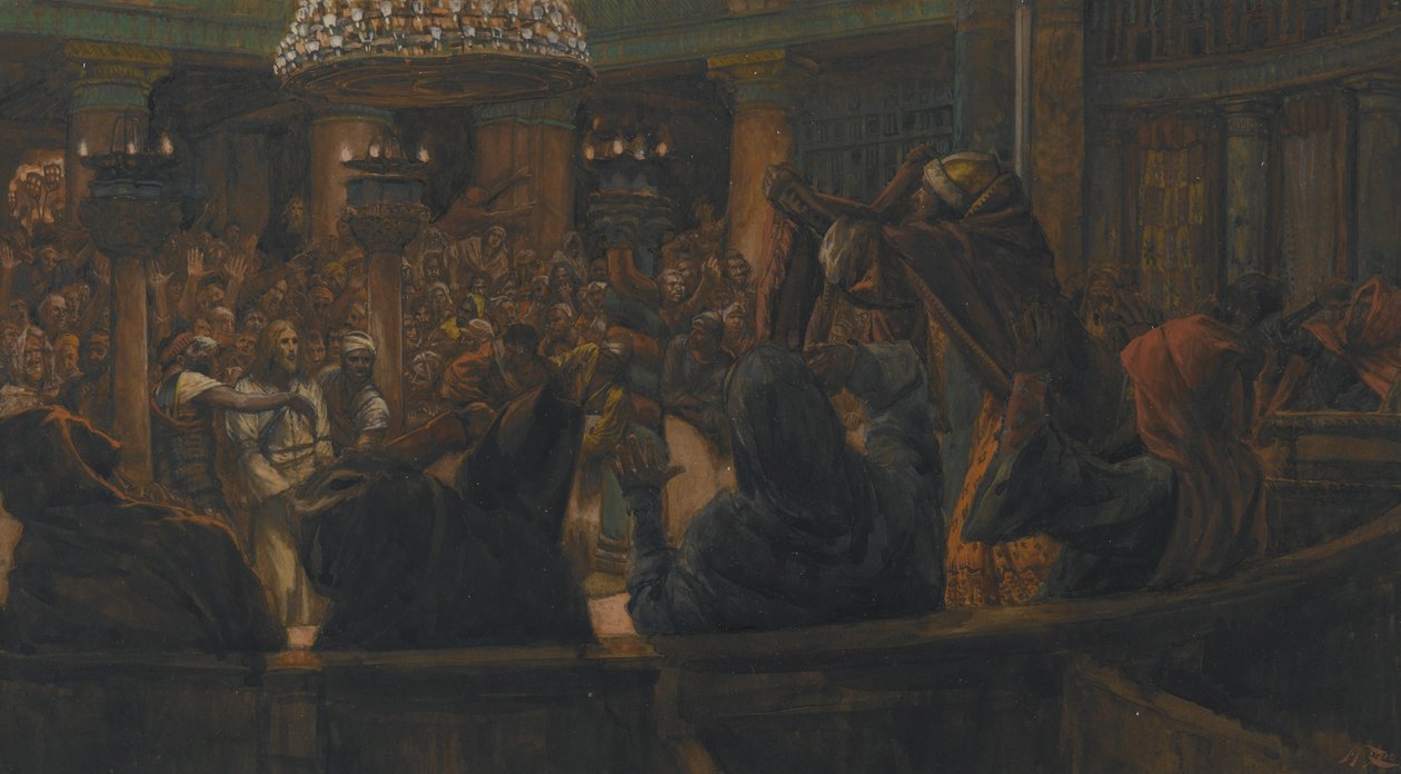 Revitty viitta - Juutalaisten kuolemaan tuomitsema Jeesus, kuva Herramme Jeesuksen Kristuksen elämästä, 1886-94 (wc grafiitin päällä paperilla) tekijältä James Jacques Joseph Tissot