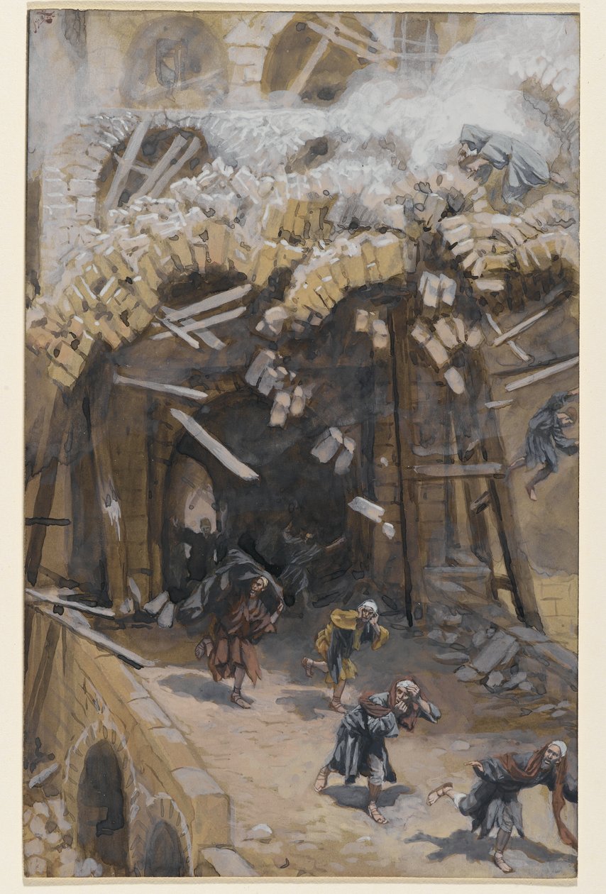 Siloamin torni, kuvitus teoksesta Herramme Jeesuksen Kristuksen elämä, 1886-96 (wc grafiitin päällä paperilla) tekijältä James Jacques Joseph Tissot