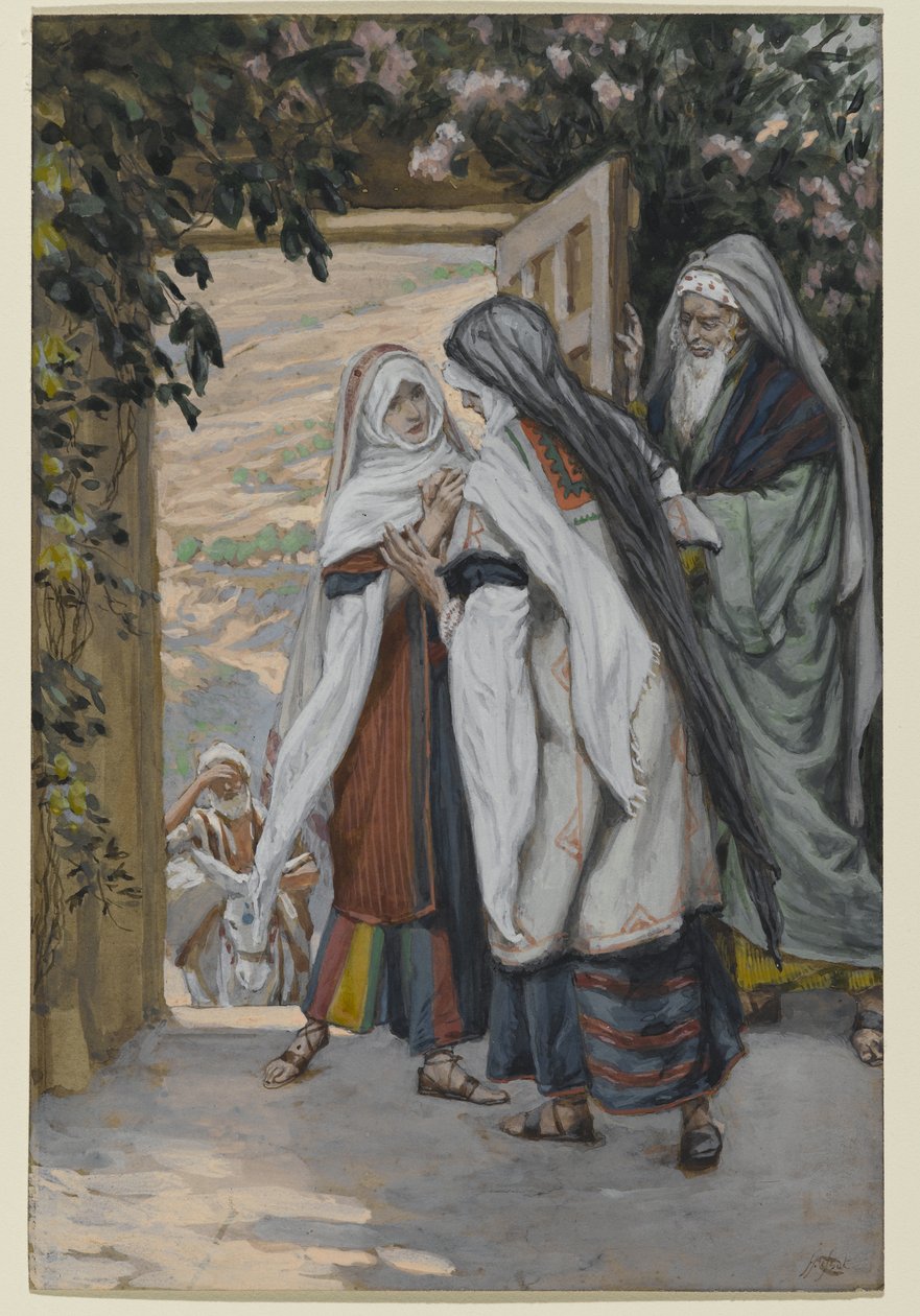 Vierailu, kuvitus teokseen The Life of Christ, n. 1886-94 (wc paperilla) tekijältä James Jacques Joseph Tissot