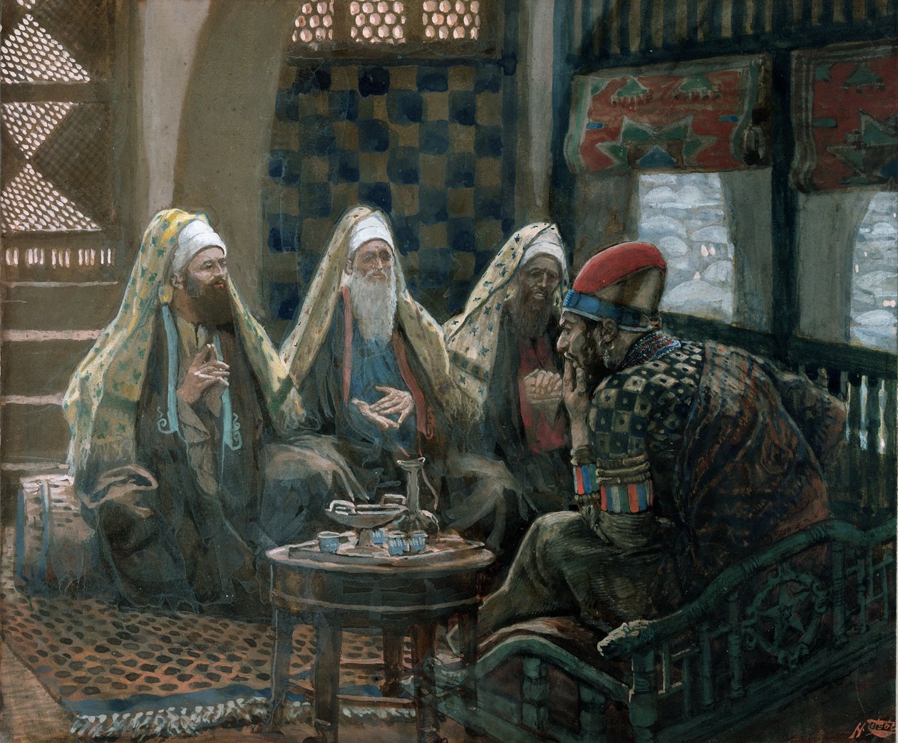Viisaat ja Herodes, kuvitus teokselle The Life of Christ, n. 1886-1894 (wc ja guassi pahville) tekijältä James Jacques Joseph Tissot