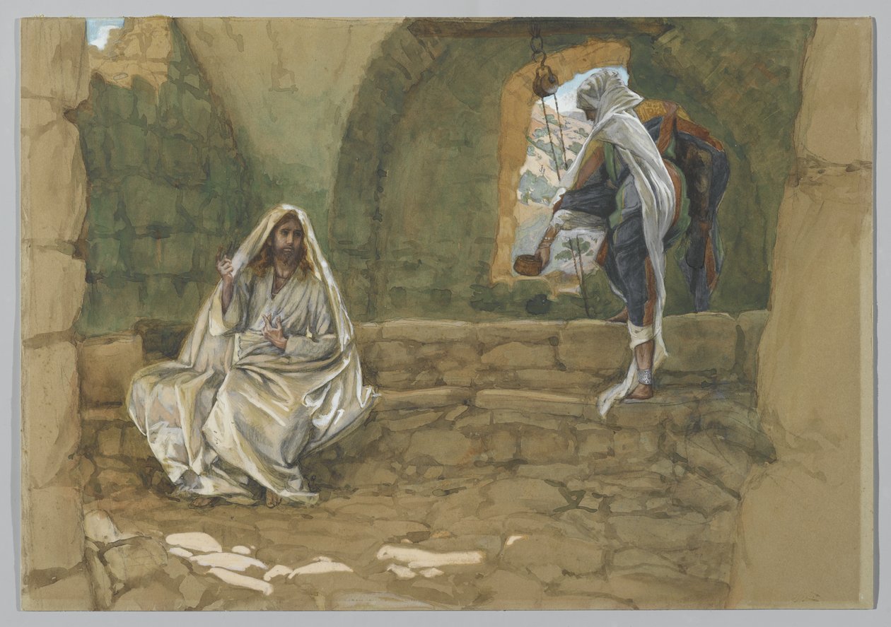 Samarialainen nainen kaivolla, kuva Herramme Jeesuksen Kristuksen elämästä (wc grafiitin päällä paperilla) tekijältä James Jacques Joseph Tissot
