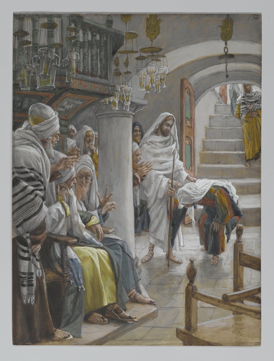 Nainen, jolla on 18 vuoden sairaus, kuva Herramme Jeesuksen Kristuksen elämästä, 1886-96 (wc grafiitin päällä paperilla) tekijältä James Jacques Joseph Tissot