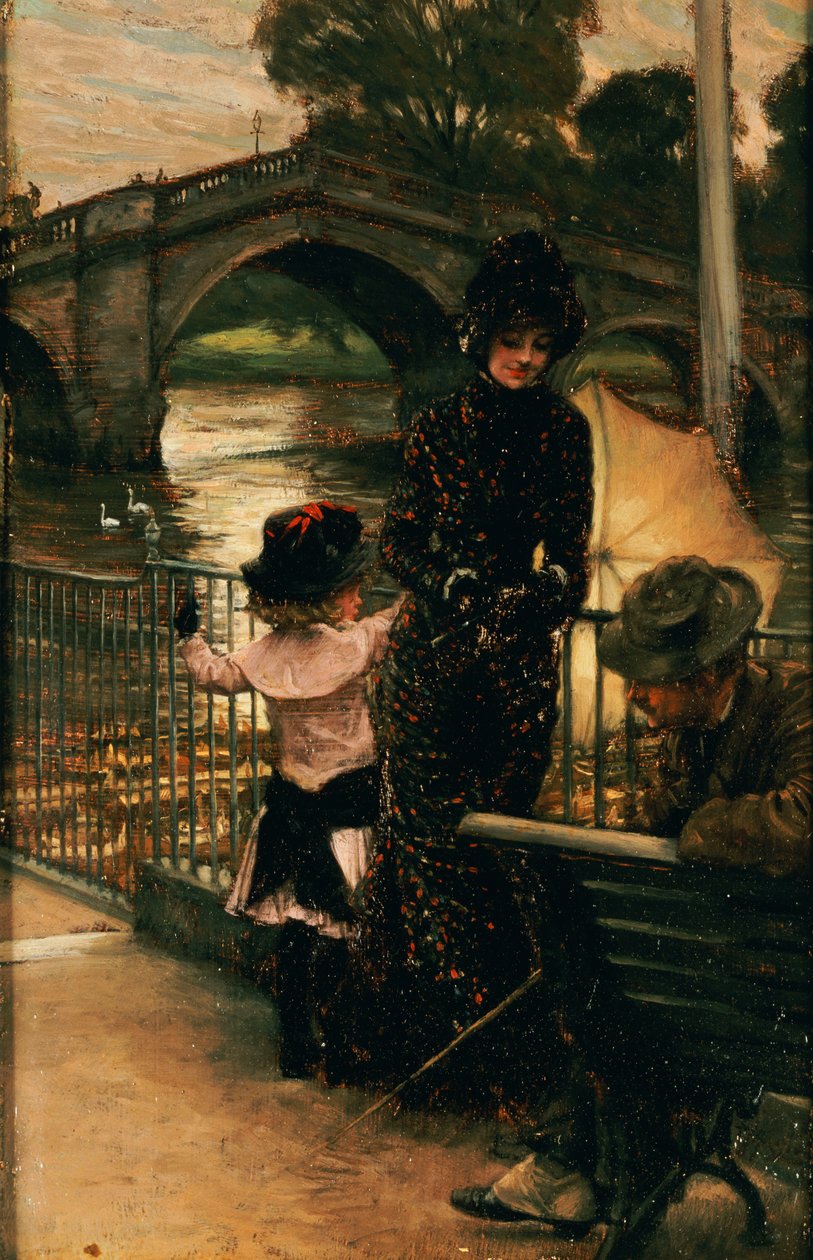 Taiteilija, rouva Kathleen Newton ja hänen veljentytär Lilian Hervey Thamesin rannalla Richmondissa, 1878-79 tekijältä James Jacques Joseph Tissot
