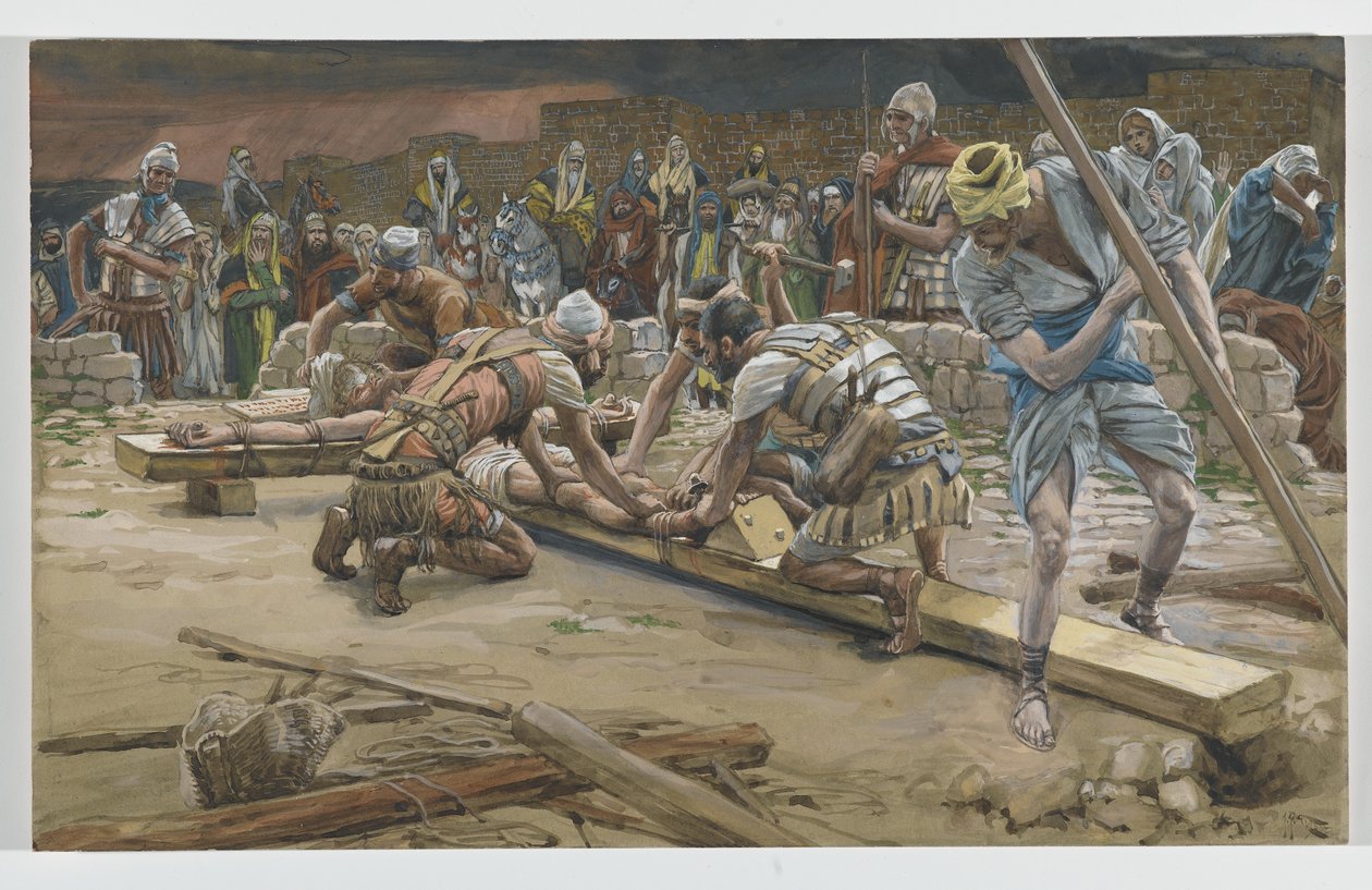 Naula jalkoihin, kuvitus teoksesta Herramme Jeesuksen Kristuksen elämä, 1886-94 (wc grafiitin päällä paperilla) tekijältä James Jacques Joseph Tissot
