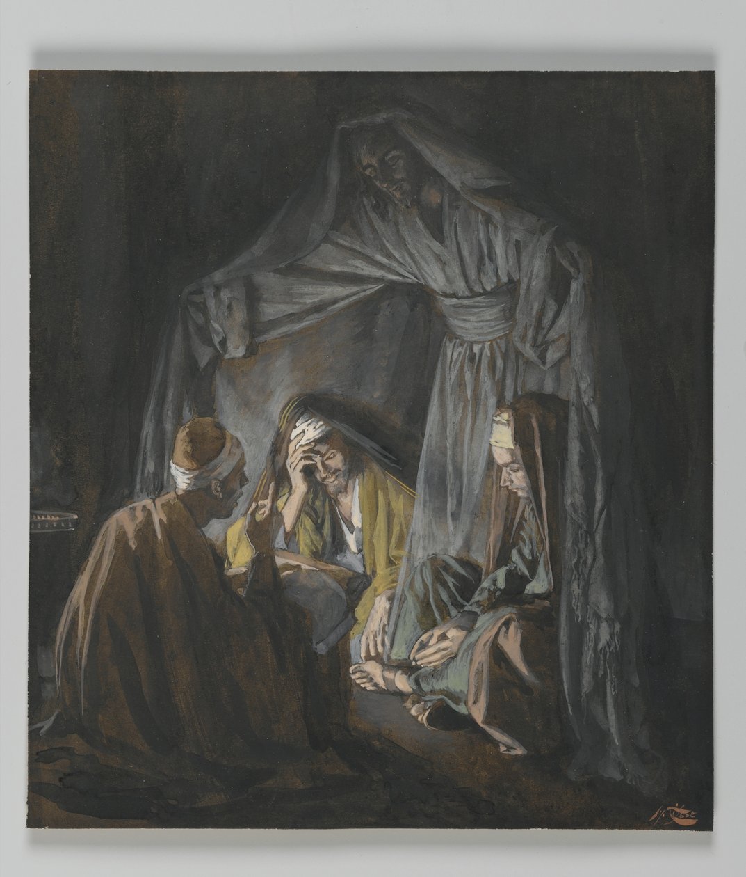 Kaksi tai kolme koolla minun nimessäni, esimerkki teoksesta Herramme Jeesuksen Kristuksen elämä (wc grafiitin päällä paperilla) tekijältä James Jacques Joseph Tissot
