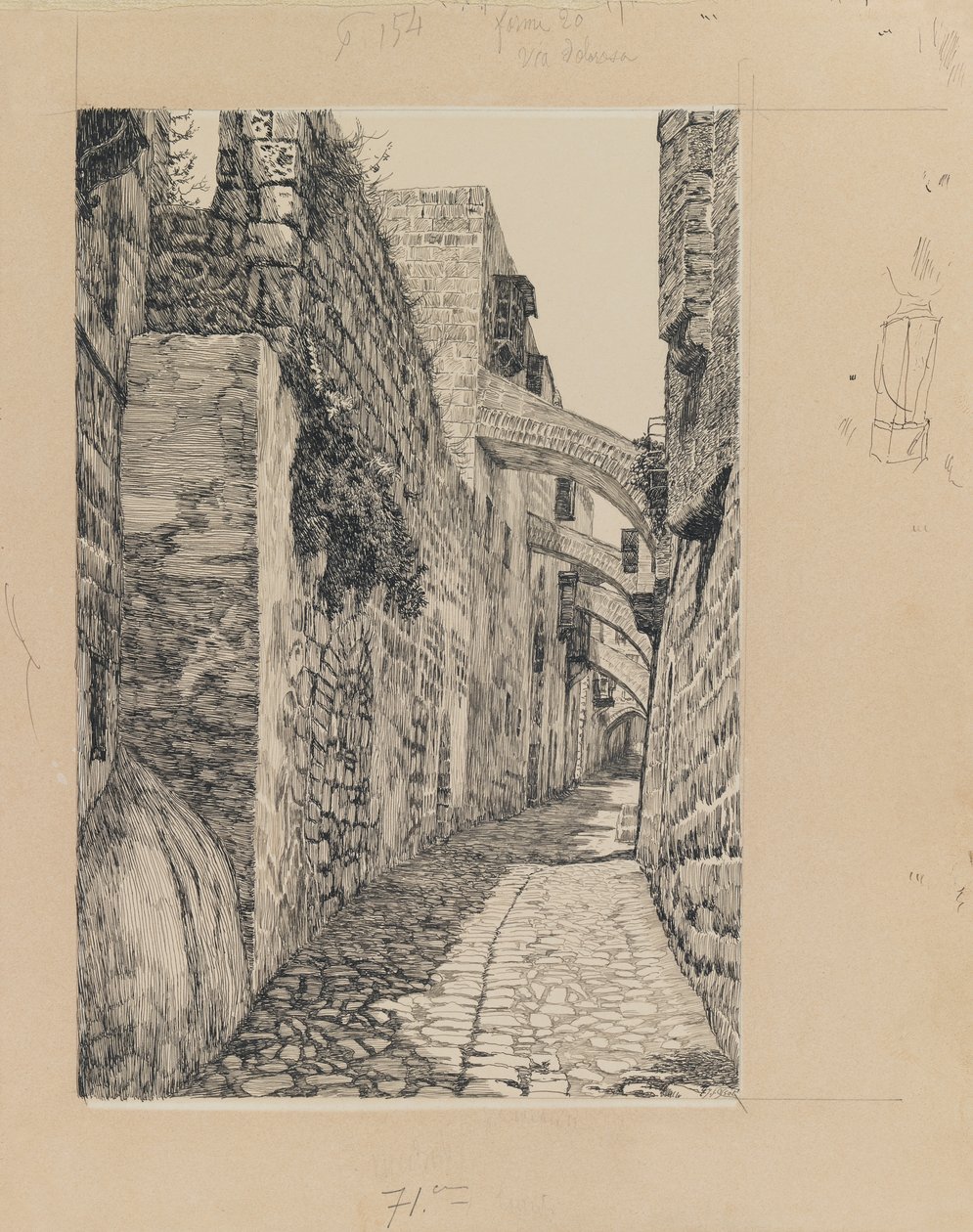 Via Dolorosa, Jerusalem, kuva Herramme Jeesuksen Kristuksen elämästä (mustetta ja grafiittia kartongille) tekijältä James Jacques Joseph Tissot