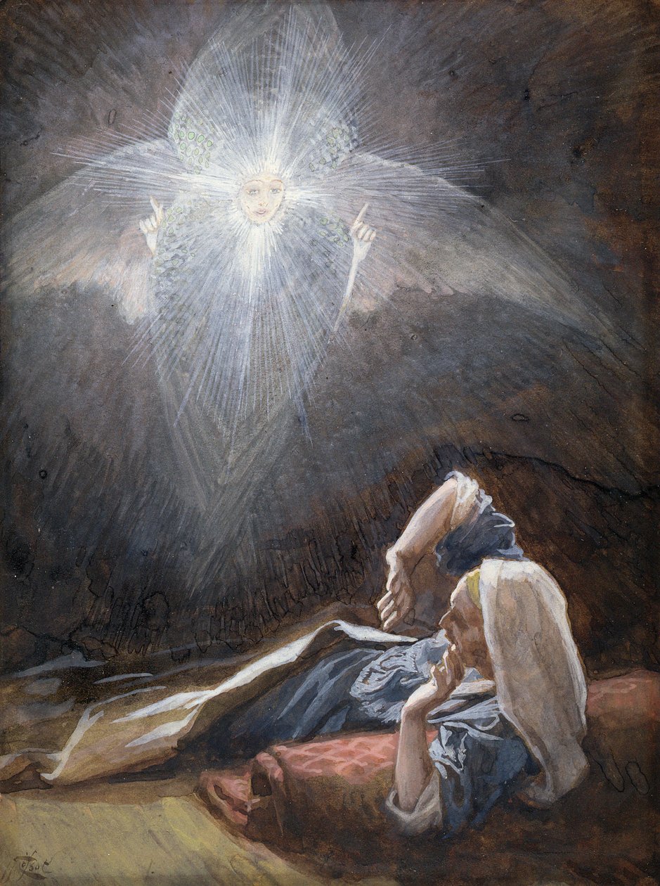 Pyhän Joosefin visio, kuvitus teokselle The Life of Christ, n. 1886-1894 (guassi pahville) tekijältä James Jacques Joseph Tissot