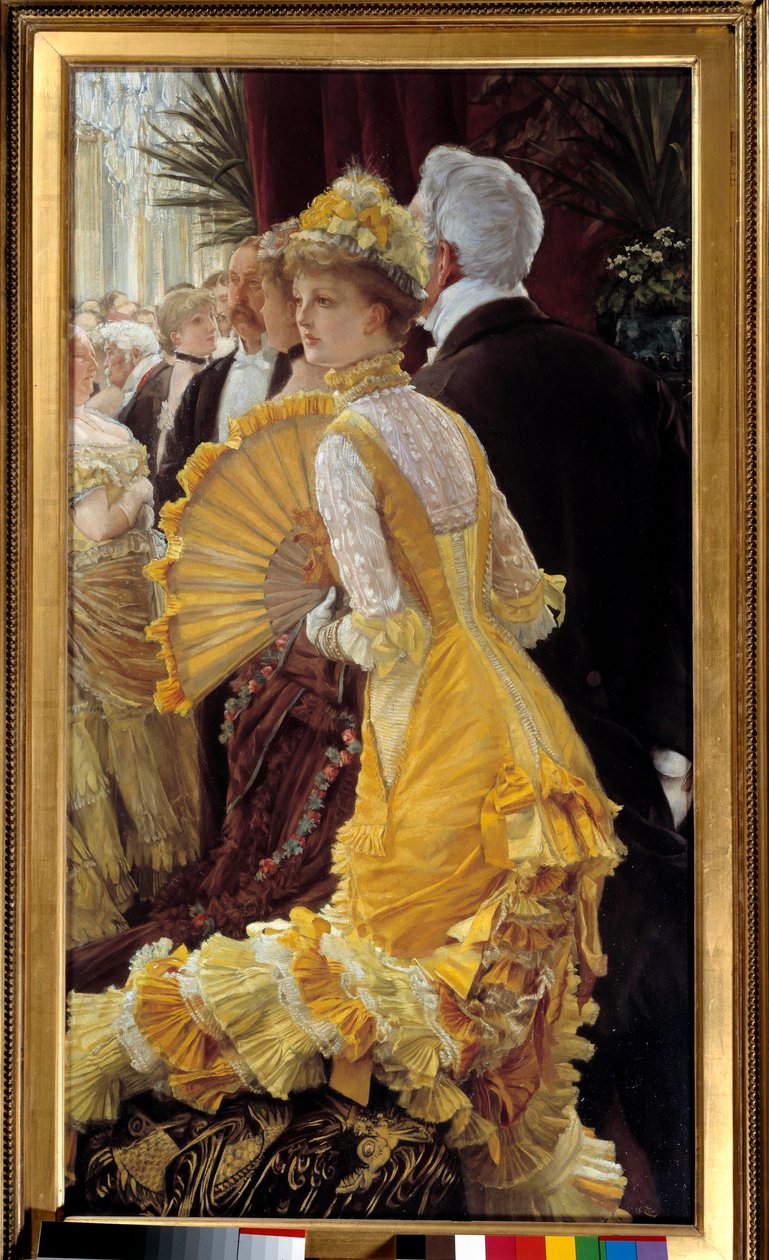 Keltainen mekko: tyylikäs pariskunta sosiaalisen illan aikana Jacques Josephin maalaus (Jacques-Joseph) Tissot dit James Tissot (1836-1902) 1878 Su. 0,9x0,5 m Pariisi, musee d