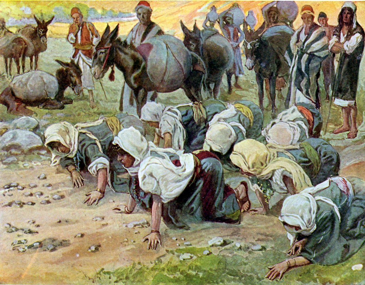 Abigail polvistuu Daavidin eteen, kirjoittanut Tissot -Raamattu tekijältä James Jacques Joseph after Tissot
