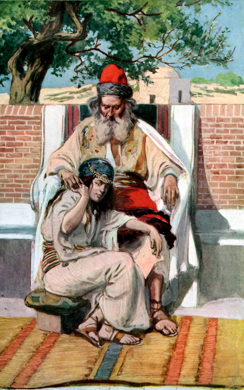 David ja Abisag, J James Tissot - Raamattu tekijältä James Jacques Joseph after Tissot
