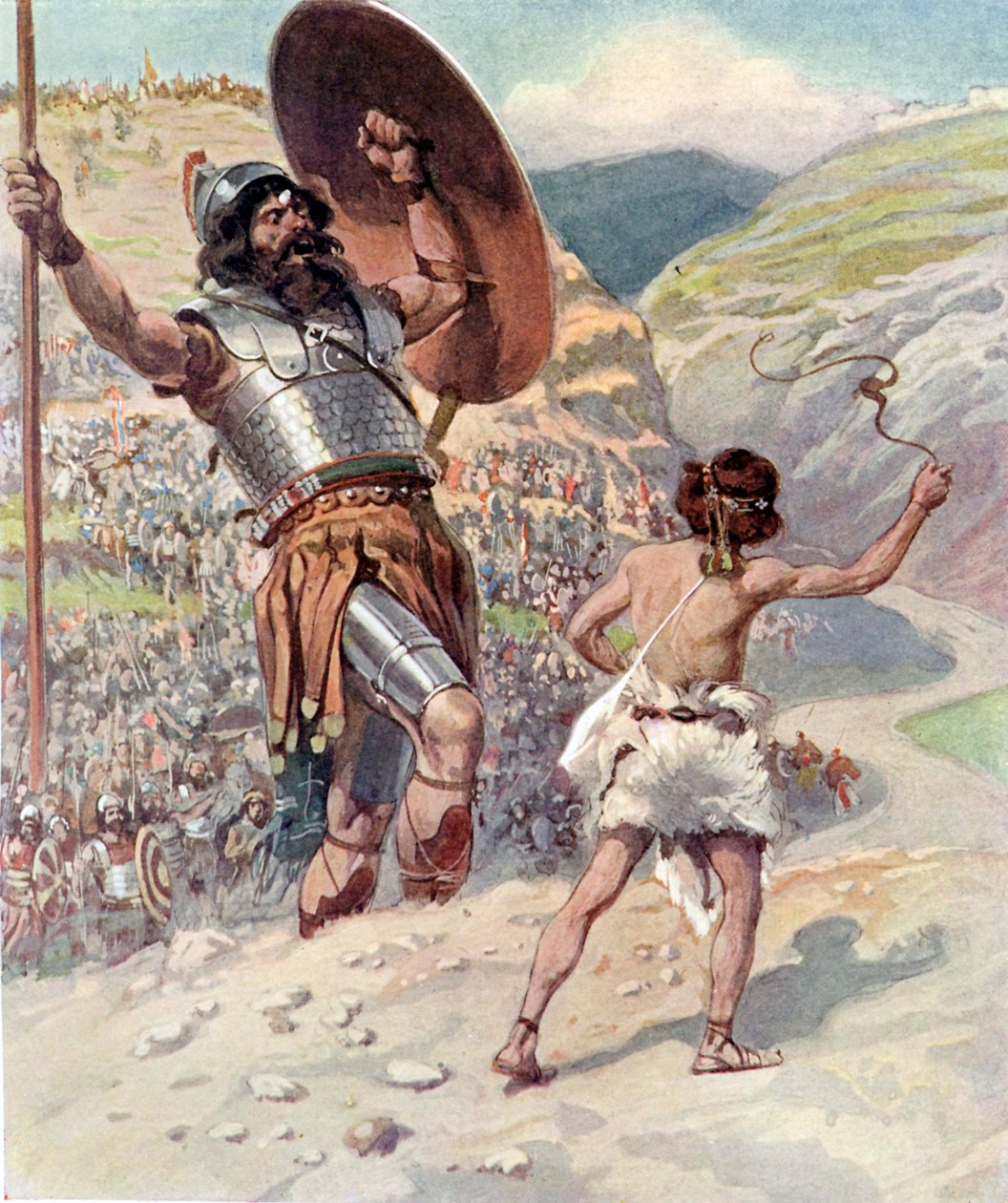 David heilauttaa kiven J James Tissot - Raamattu tekijältä James Jacques Joseph after Tissot