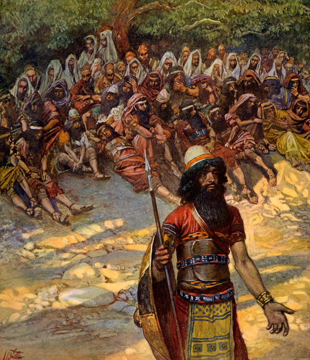 Gideon pyytää leipää Succothin miehille - Raamattu tekijältä James Jacques Joseph after Tissot