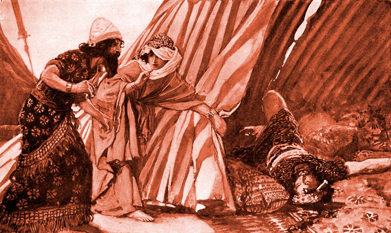 Jael näyttää Barak Siseran makaavan kuolleena - Raamattu tekijältä James Jacques Joseph after Tissot