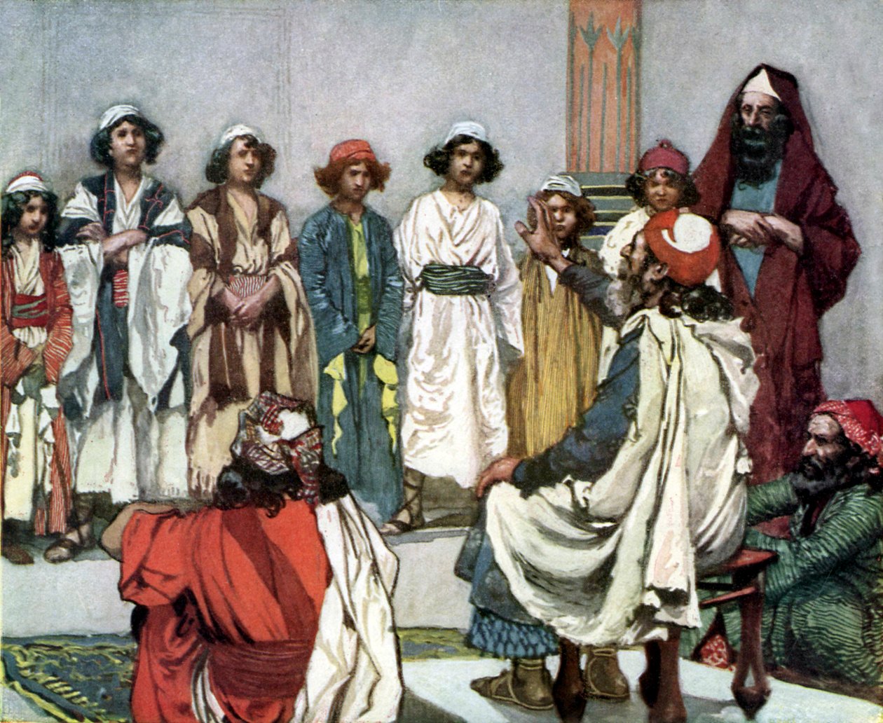 Jesse esittelee poikansa Samuelille Tissot - Raamatun mukaan tekijältä James Jacques Joseph after Tissot