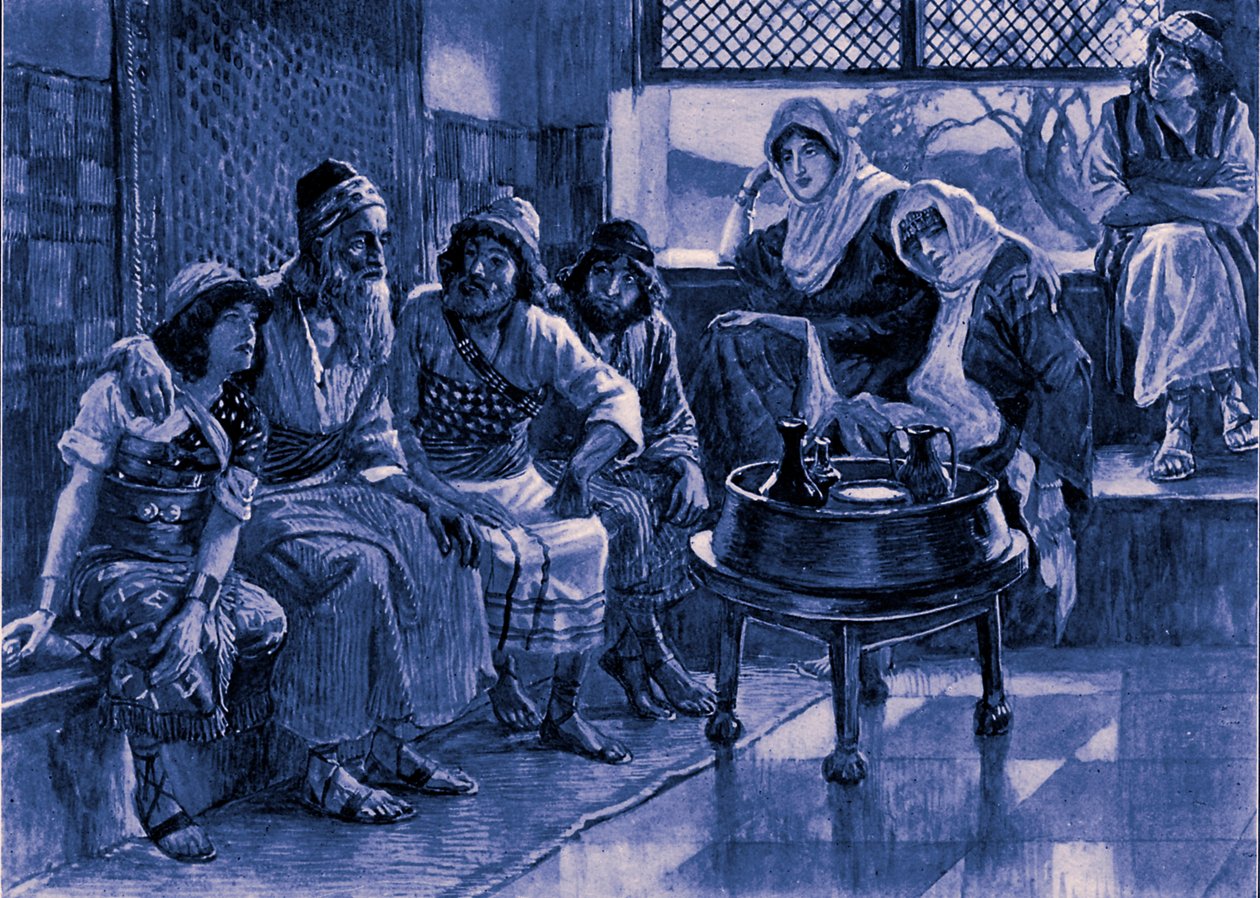 Job ja hänen perheensä kirjoittanut J James Tissot - Raamattu tekijältä James Jacques Joseph after Tissot
