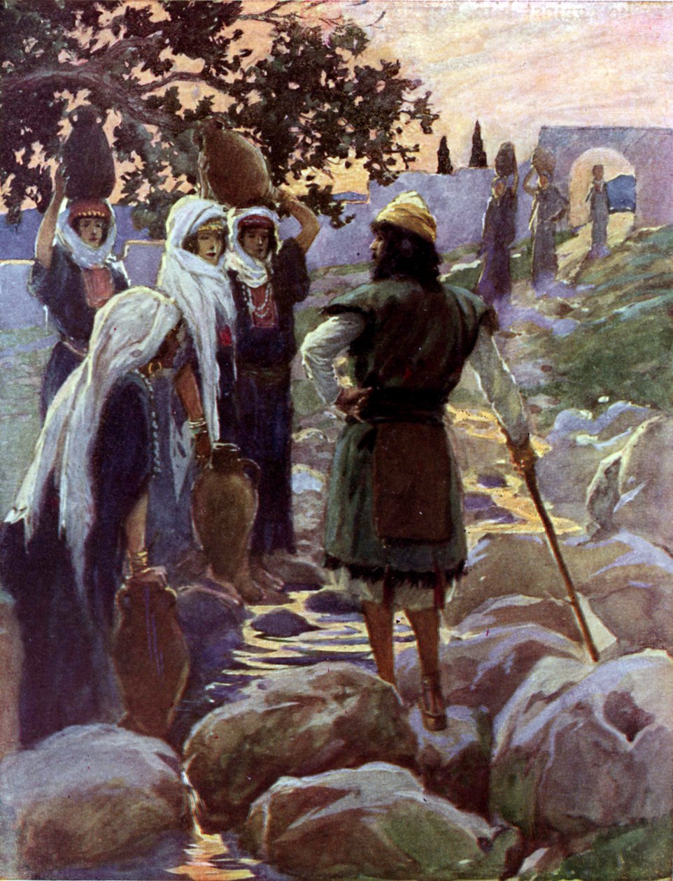 Saul kyselee nuoria neitoja Tissot - Raamatun mukaan tekijältä James Jacques Joseph after Tissot