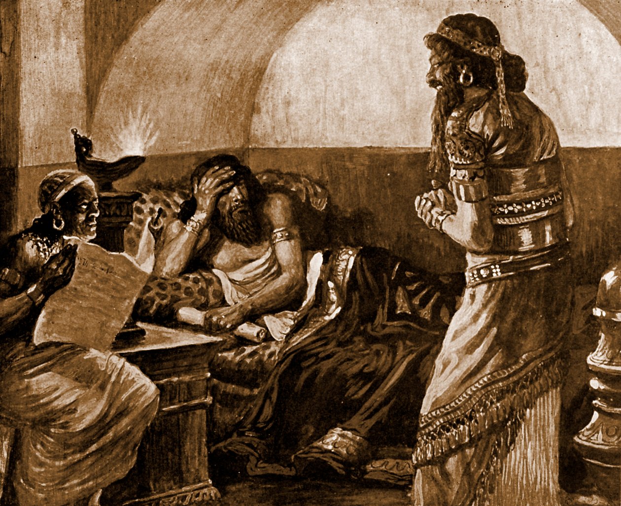 Aikakirjat luetaan Ahasverukselle - Raamattu tekijältä James Jacques Joseph after Tissot