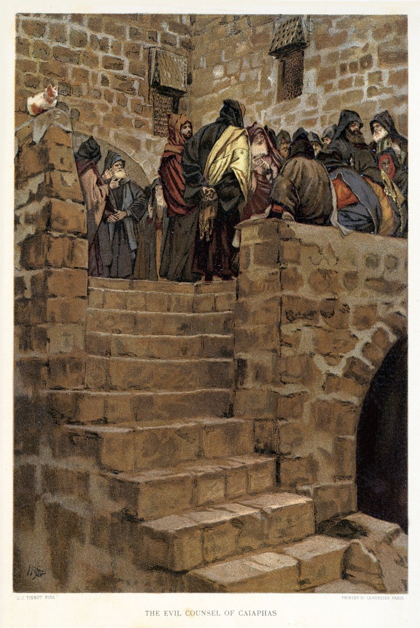 Kaifaksen paha neuvo - Pyhä Johannes, - Raamattu tekijältä James Jacques Joseph after Tissot