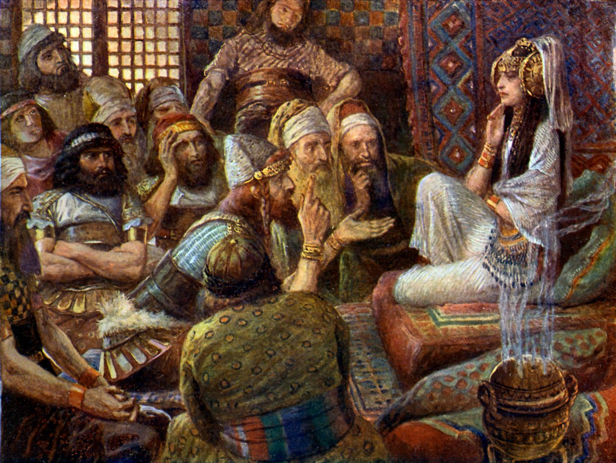 Filistealaiset vierailevat Delilassa - Raamattu tekijältä James Jacques Joseph after Tissot