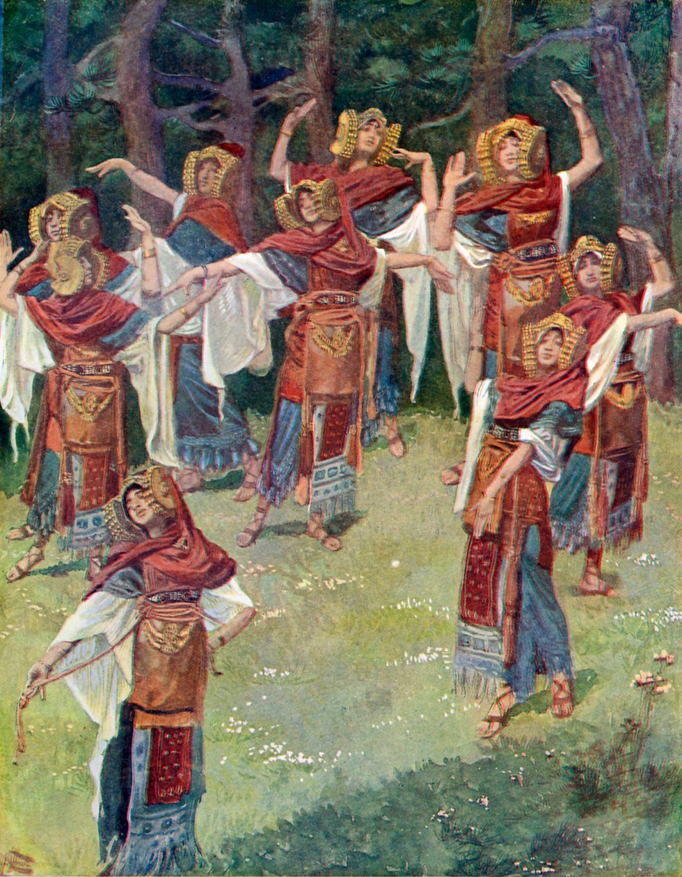 Jeftan tytär ja hänen toverinsa - Raamattu tekijältä James Jacques Joseph after Tissot