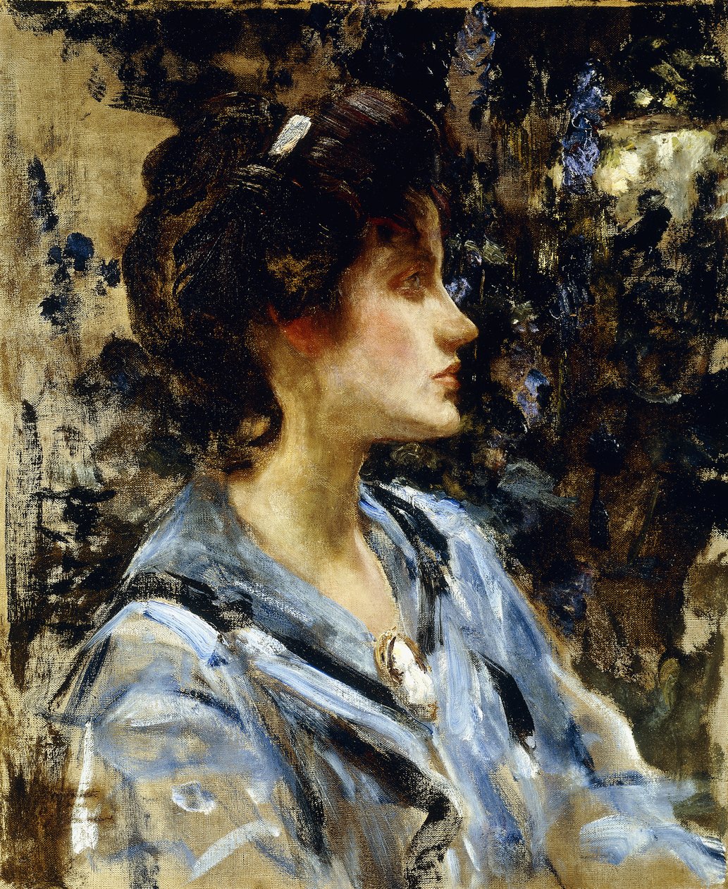 Nuori nainen sinisessä - neiti H. Strom, tekijältä James Jebusa Shannon