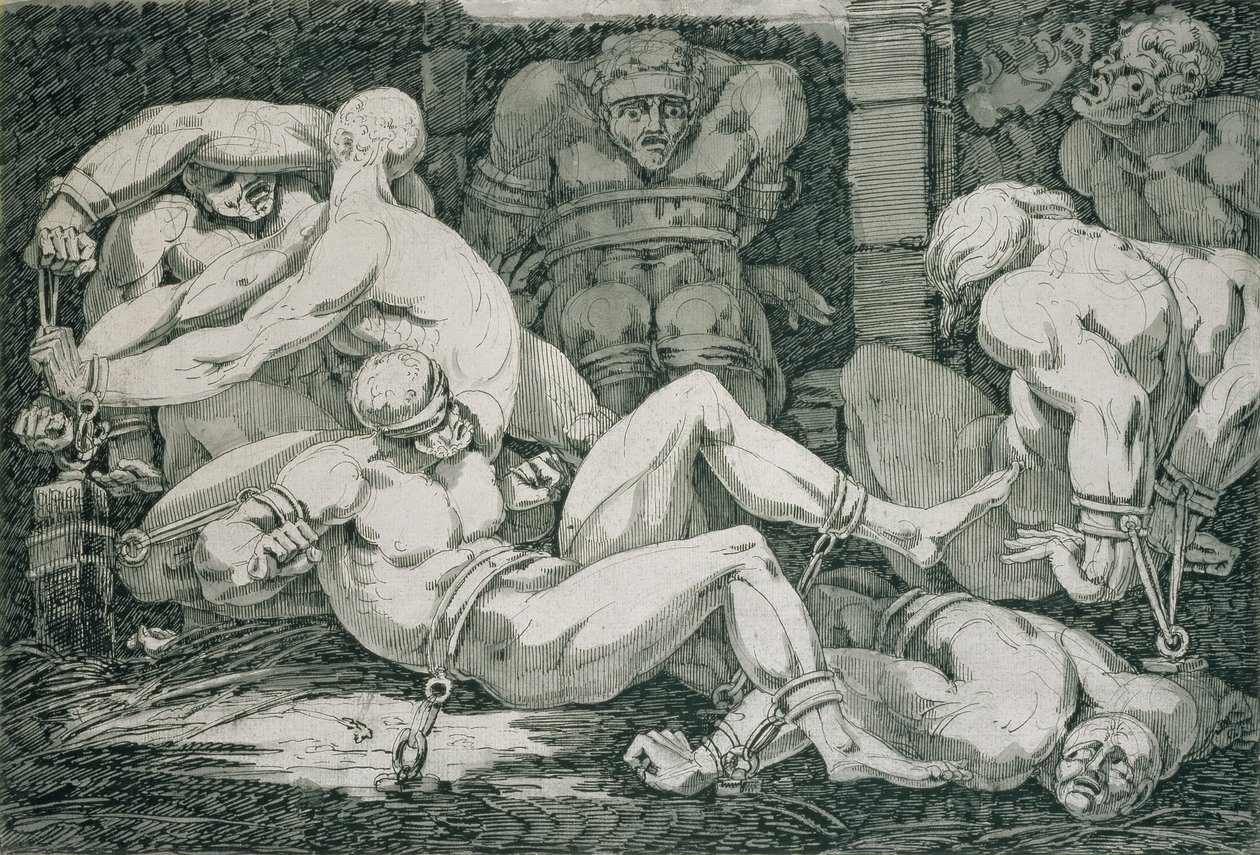 Ugolino ja hänen poikansa näläntornissa, 1700-luku tekijältä James Jefferys