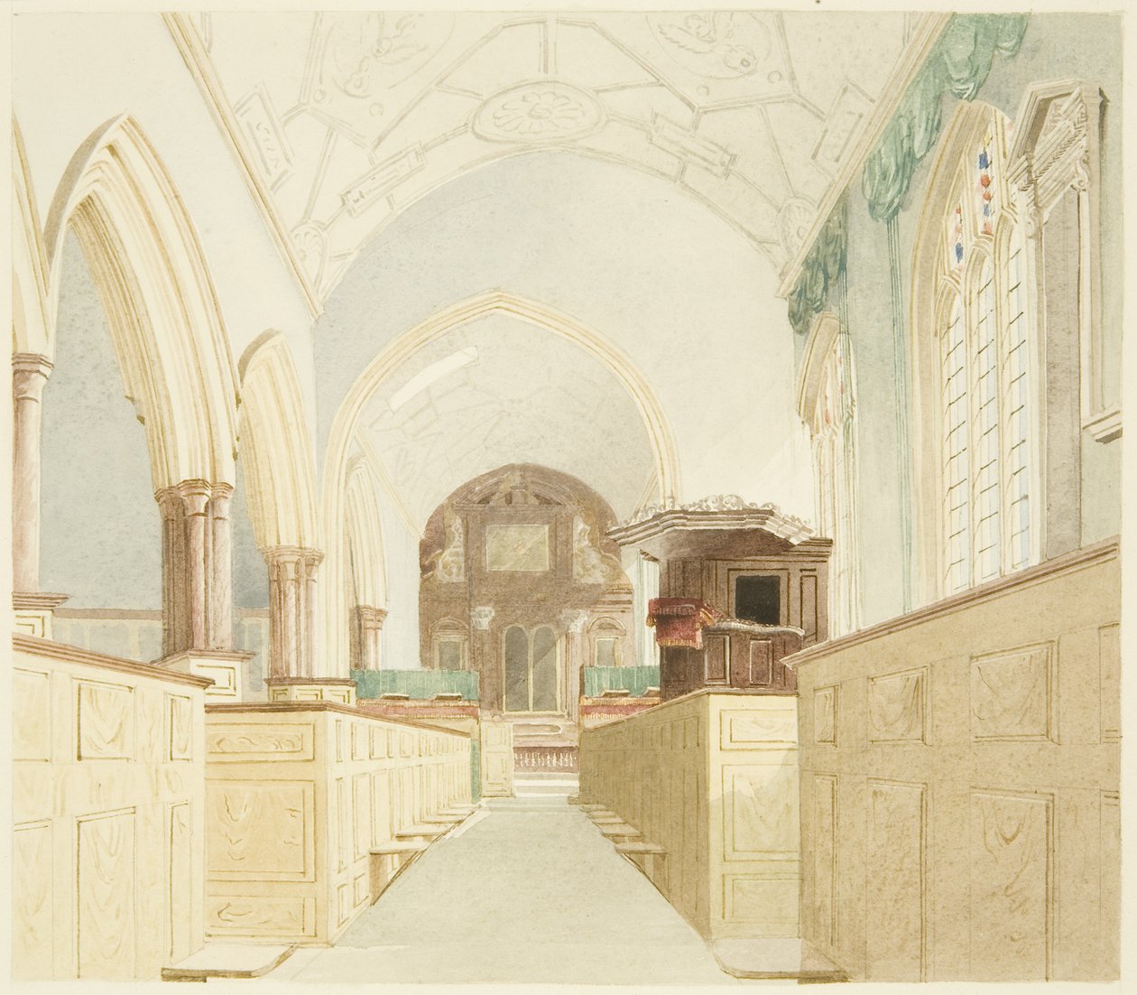 St Mary-le-Portin kirkon sisätilat tekijältä James Johnson