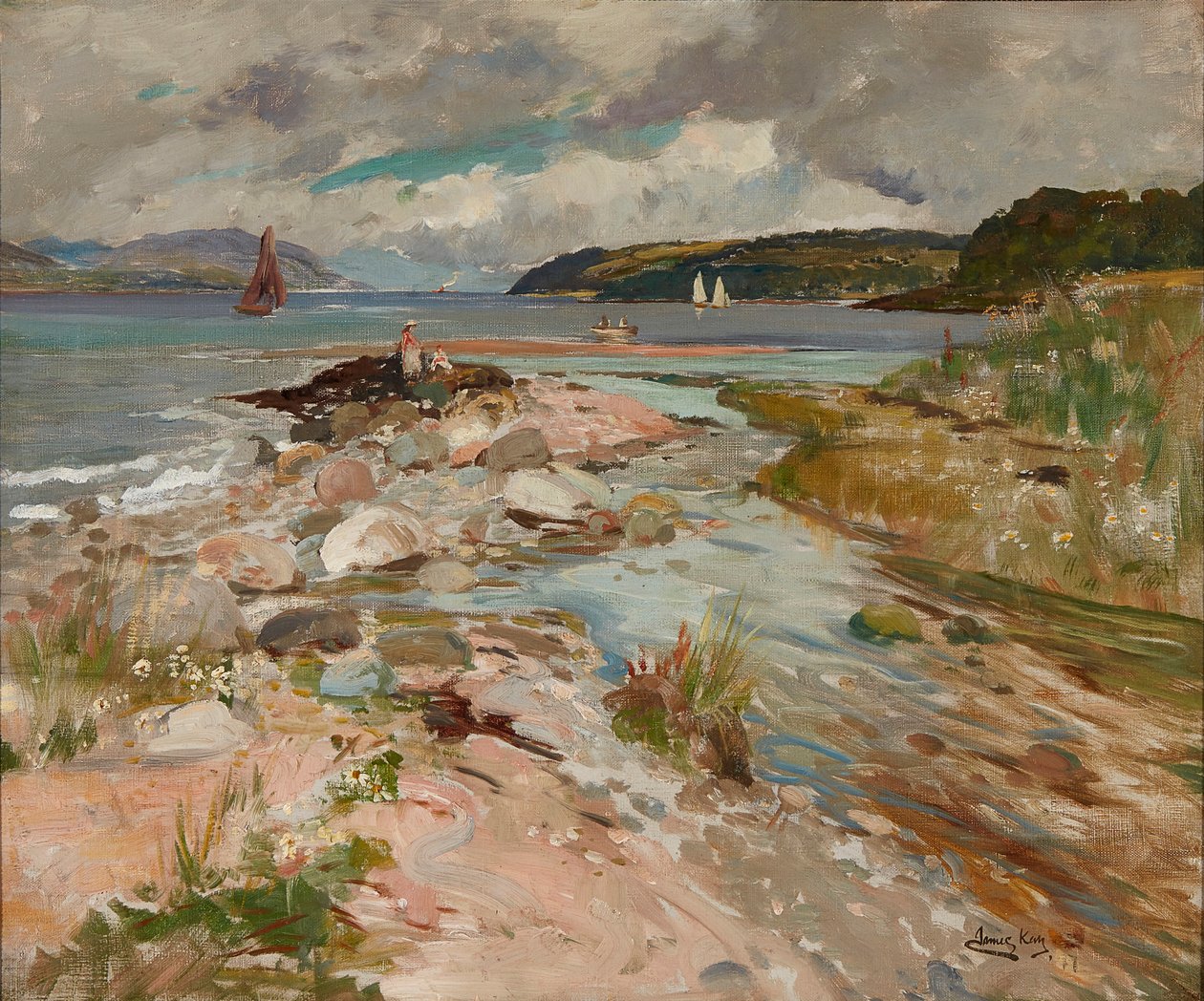Ranta lähellä Inverkipia (öljy kankaalle) tekijältä James Kay