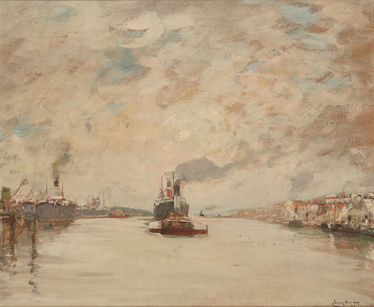 Westering Sun, River Clyde (öljyä aluksella) tekijältä James Kay