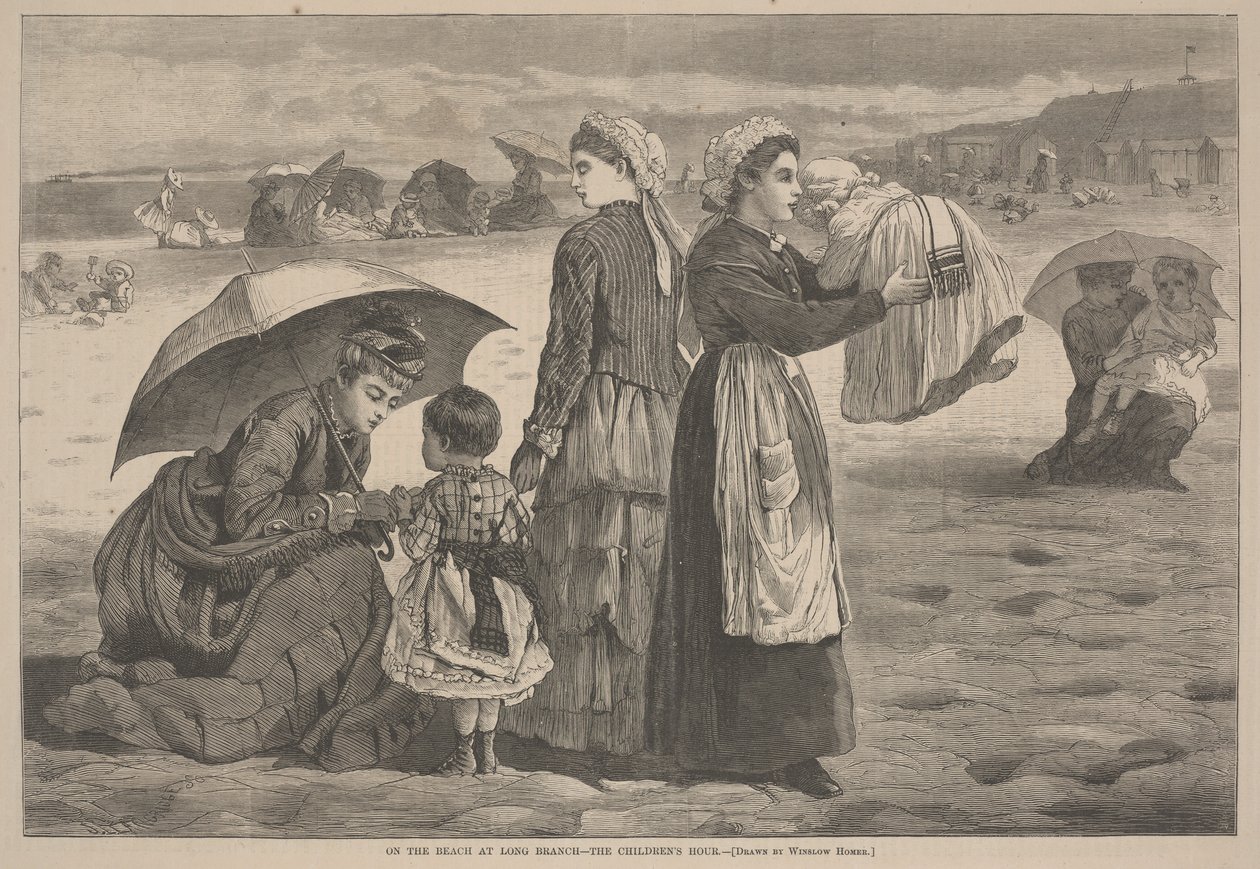Rannalla Long Branchissa - Lasten tunti, 1874 tekijältä James L. Langridge