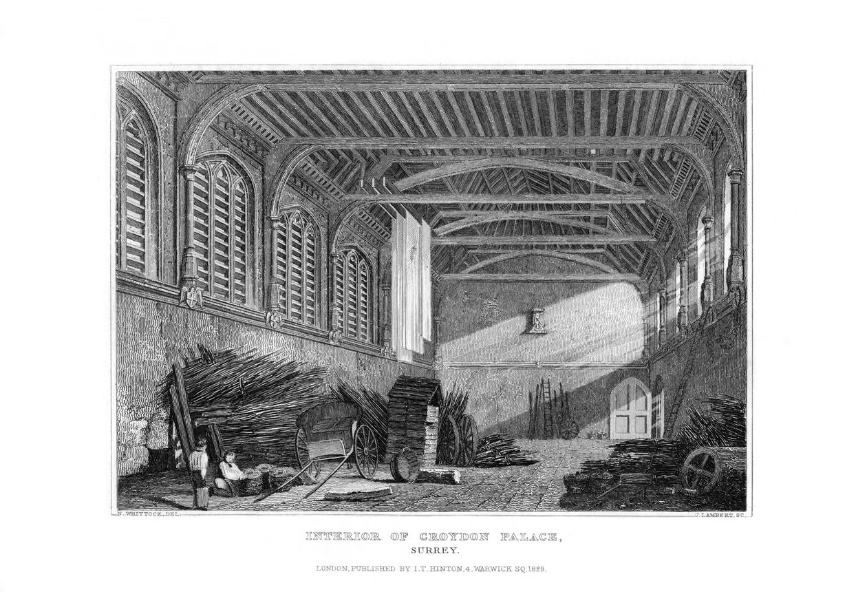 Croydon Palacen sisätilat, Surrey, 1829. tekijältä James Lambert