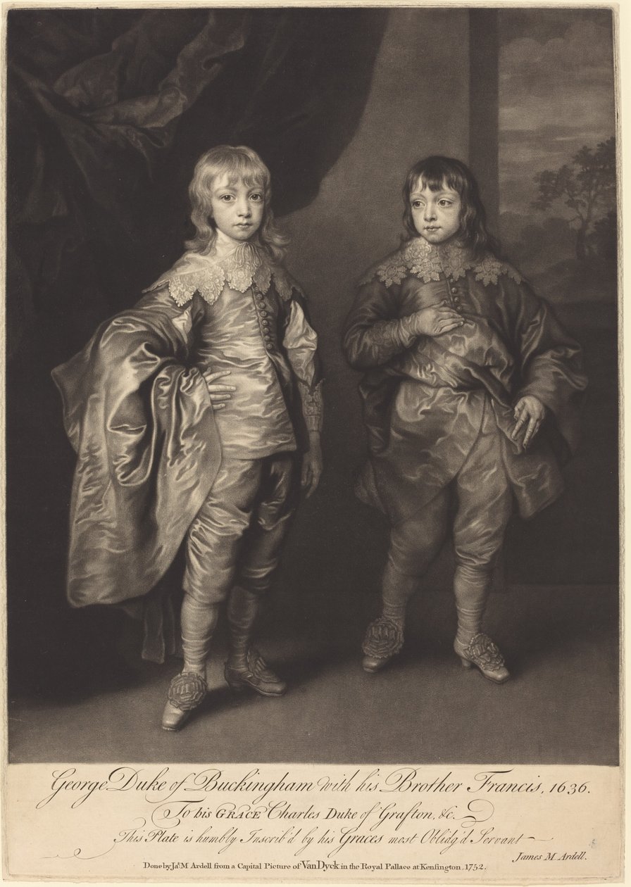 George Buckinghamin herttua veljensä Francisin kanssa tekijältä James MacArdell after Sir Anthony van Dyck